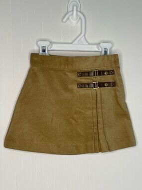 NWT Janie and Jack Brown Sueded Cotton Equestrian Kilt Skirt 18-24M